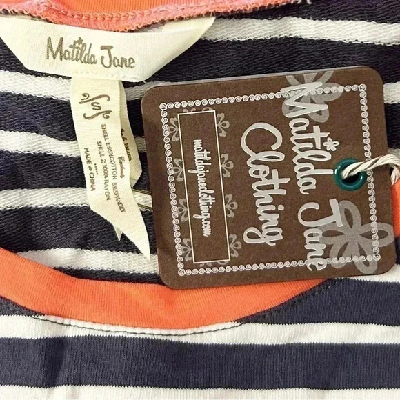 Matilda Jane “Winsome” Dress Boho Navy Stripe Floral Size Small NWT - Picture 5 of 7